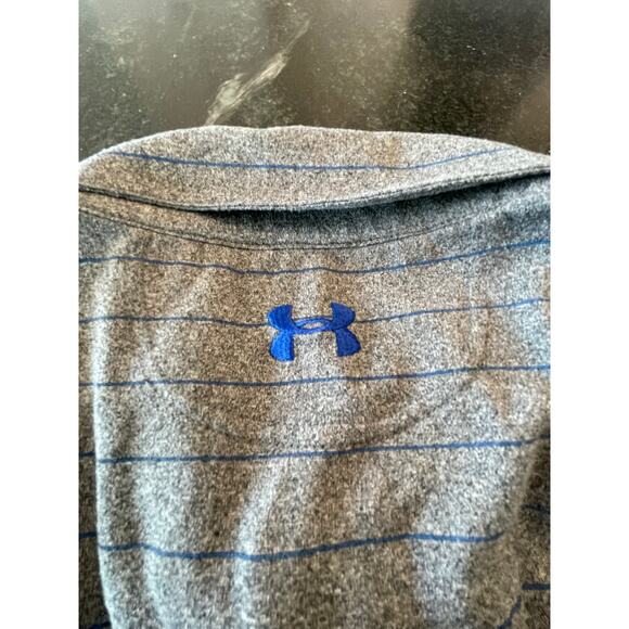 Under Armour loose fit heat gear SM Gray and Blue striped polo - Picture 5 of 8